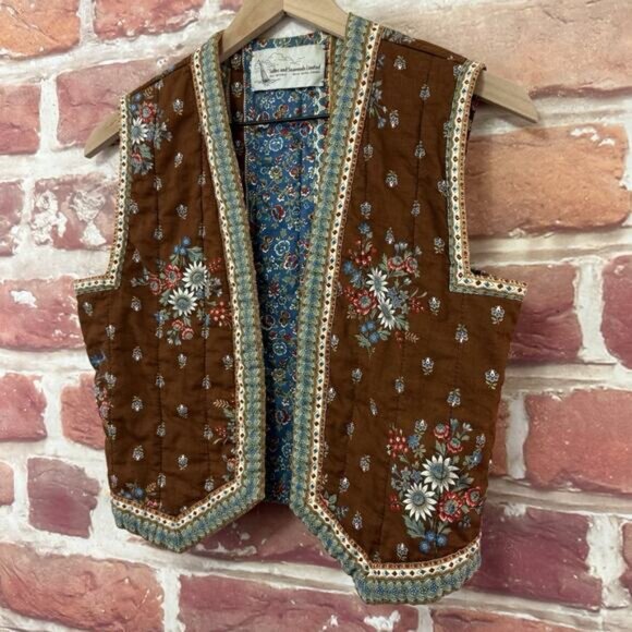 Vintage Suttles And Seawinds Limited Vest Women's L Boho Cottage Floral Quilted - Picture 3 of 10